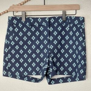 Dalia Collection Patterned Navy Blue Flat Front Dressy Shorts Size 4